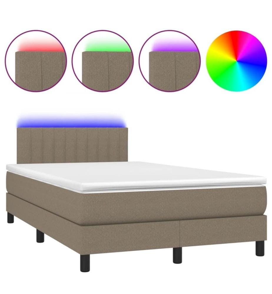 Boxspringbett mit Matratze & LED Taupe 120x190 cm Stoff