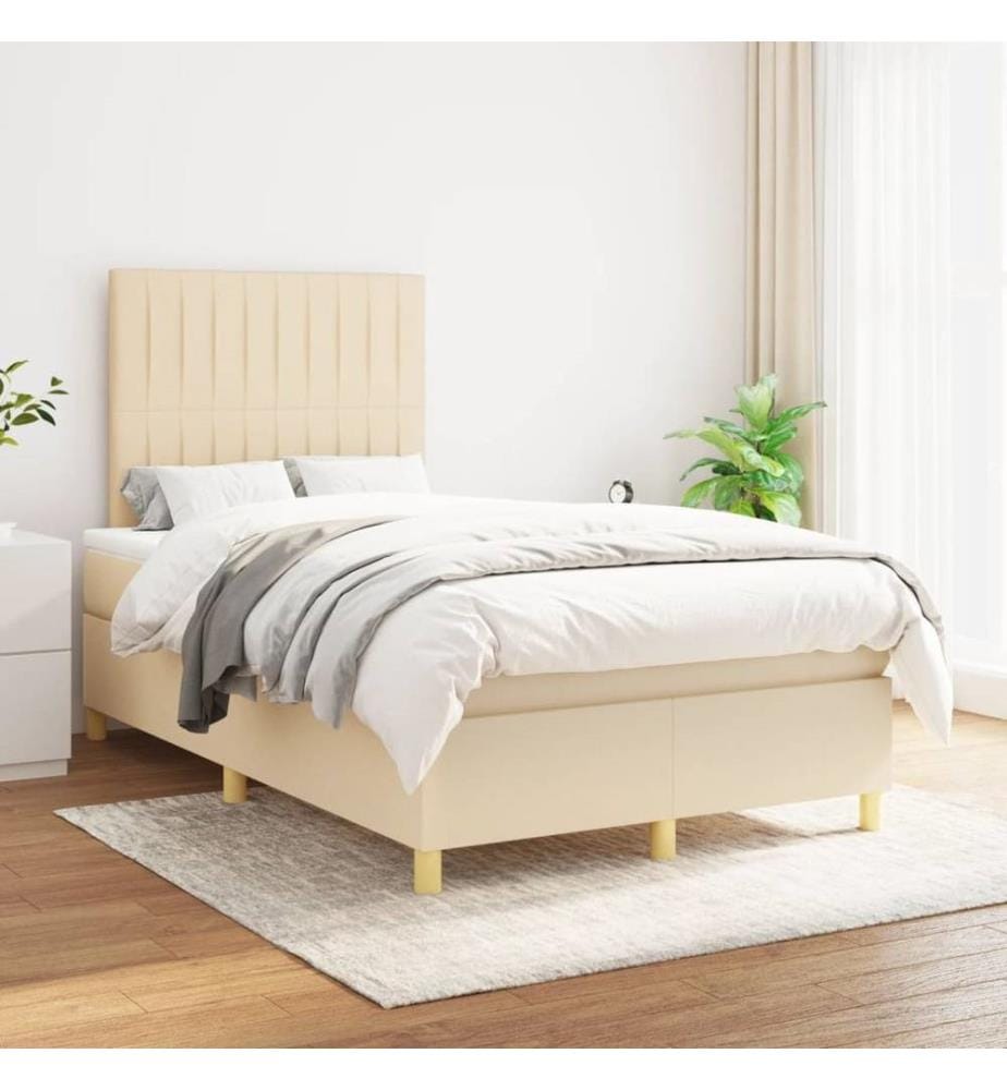 Boxspringbett mit Matratze Creme 120x190 cm Stoff