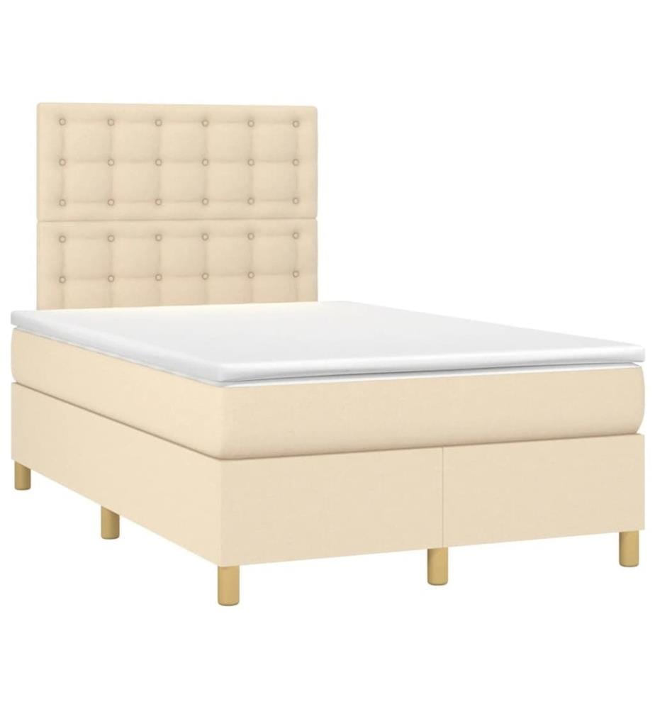 Boxspringbett mit Matratze Creme 120x190 cm Stoff