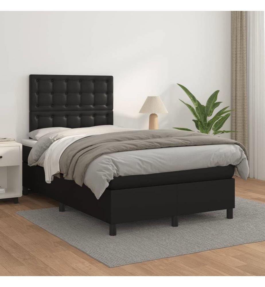 Boxspringbett mit Matratze Schwarz 120x190 cm Kunstleder