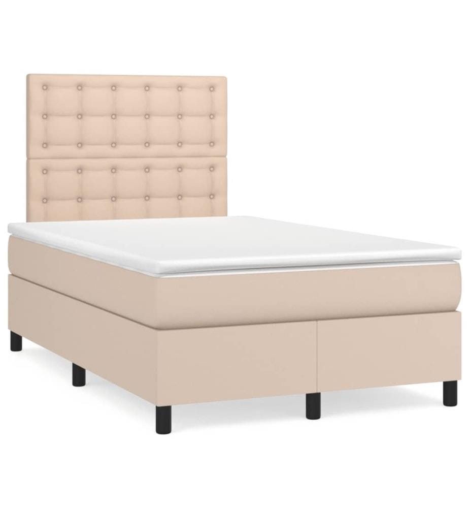 Boxspringbett Matratze Cappuccino-Braun 120x190 cm Kunstleder