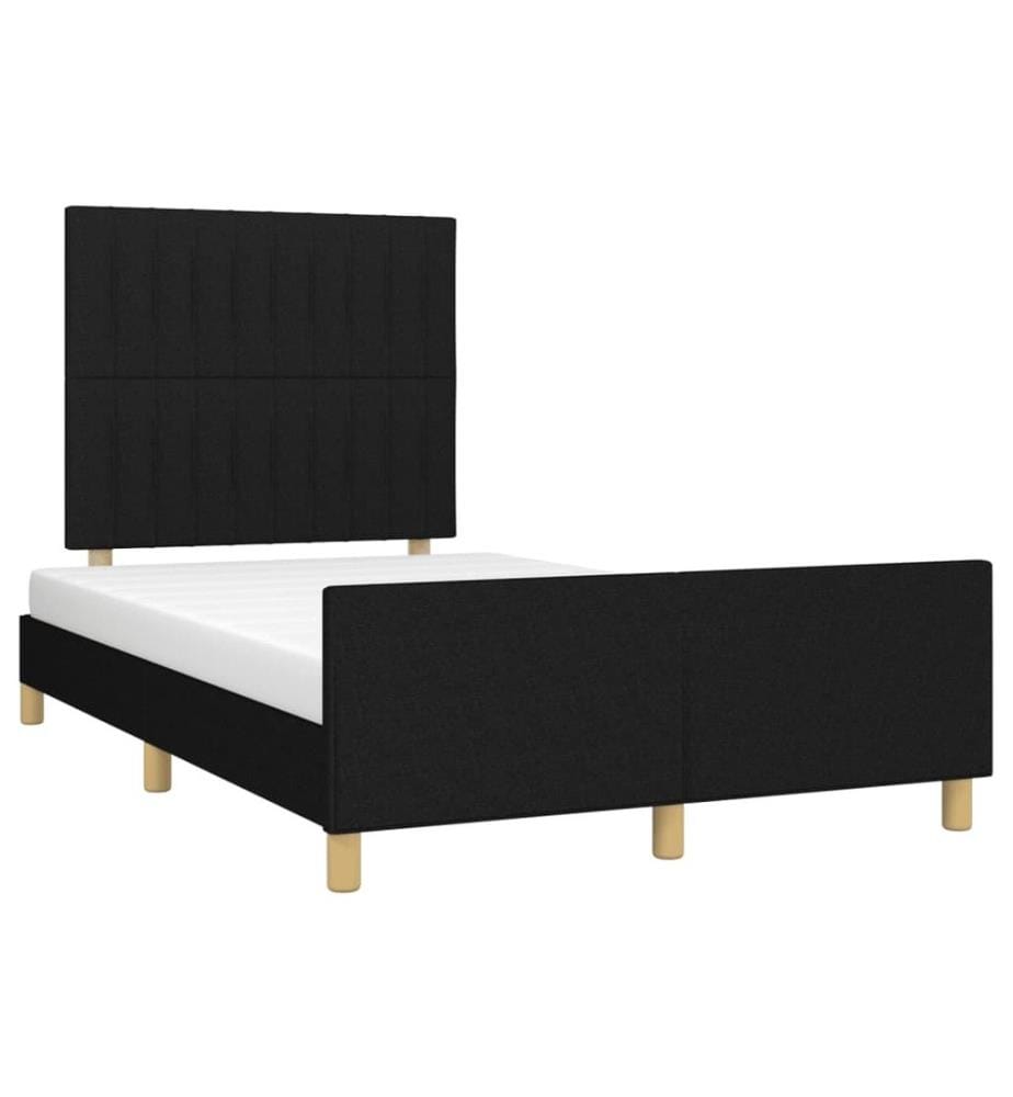 Bettgestell mit Kopfteil Schwarz 120x190 cm Stoff