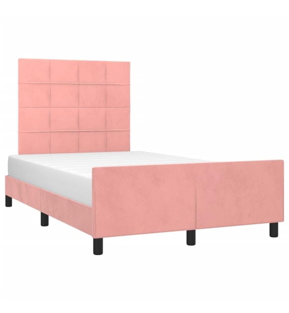 Bettgestell mit Kopfteil Rosa 120x190 cm Samt