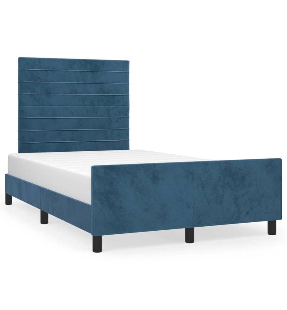Bettgestell mit Kopfteil Dunkelblau 120x190 cm Samt
