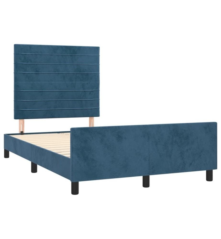 Bettgestell mit Kopfteil Dunkelblau 120x190 cm Samt
