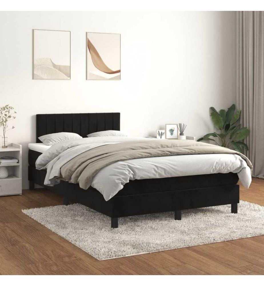 Boxspringbett mit Matratze Schwarz 120x190 cm Samt