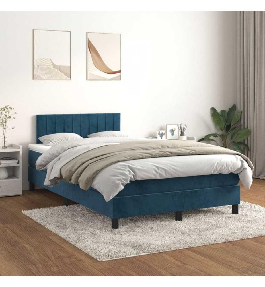Boxspringbett mit Matratze Dunkelblau 120x190 cm Samt