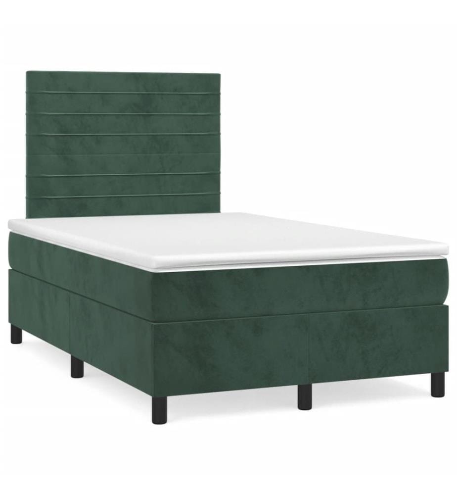 Boxspringbett mit Matratze Dunkelgrün 120x190 cm Samt