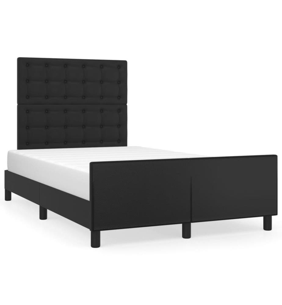 Bettgestell mit Kopfteil Schwarz 120x190 cm Kunstleder