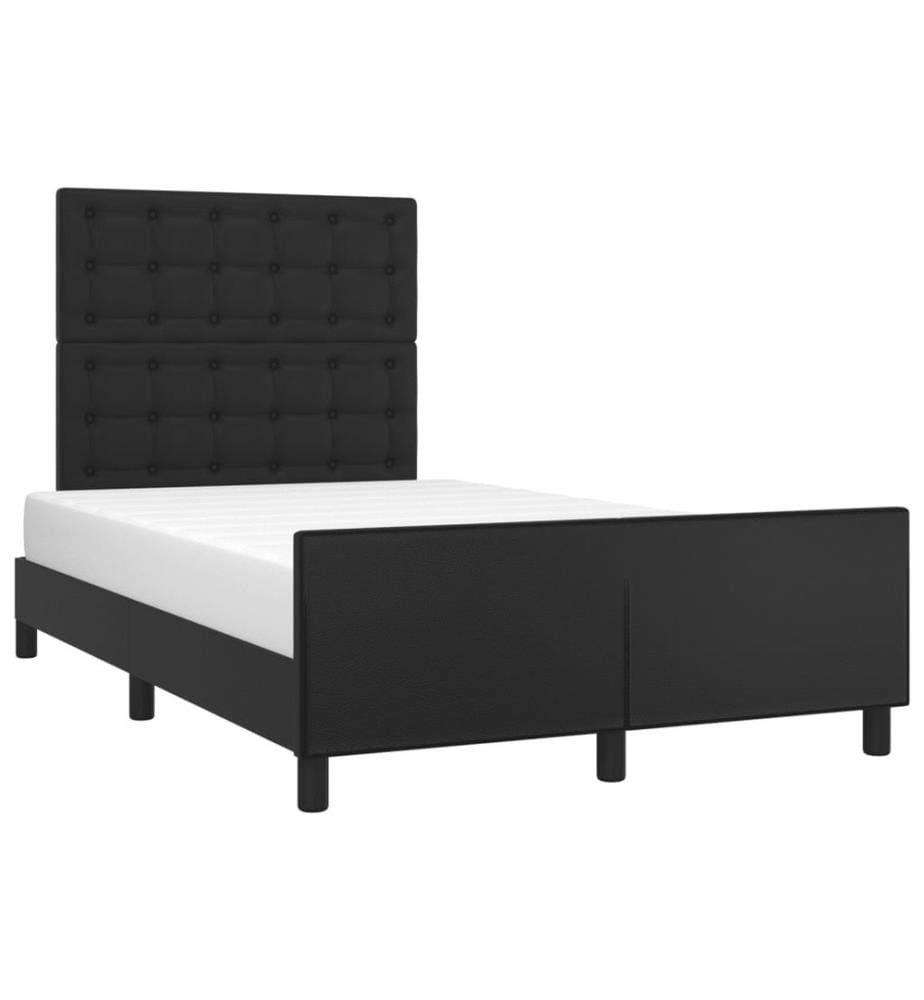 Bettgestell mit Kopfteil Schwarz 120x190 cm Kunstleder