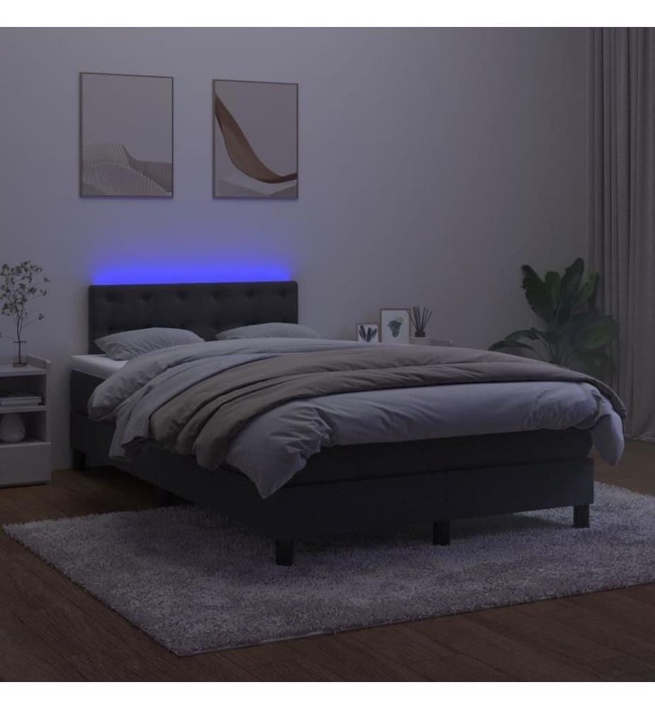 Boxspringbett mit Matratze & LED Schwarz 120x190 cm Samt