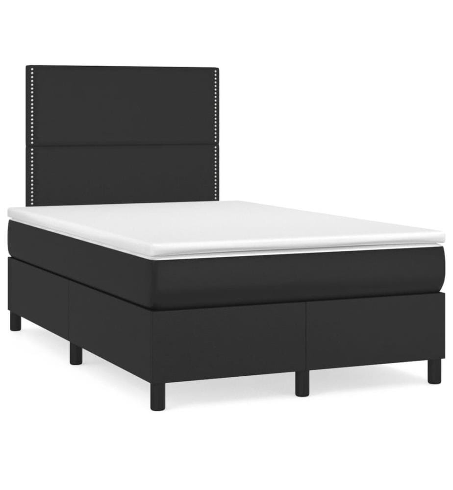 Boxspringbett mit Matratze Schwarz 120x190 cm Kunstleder