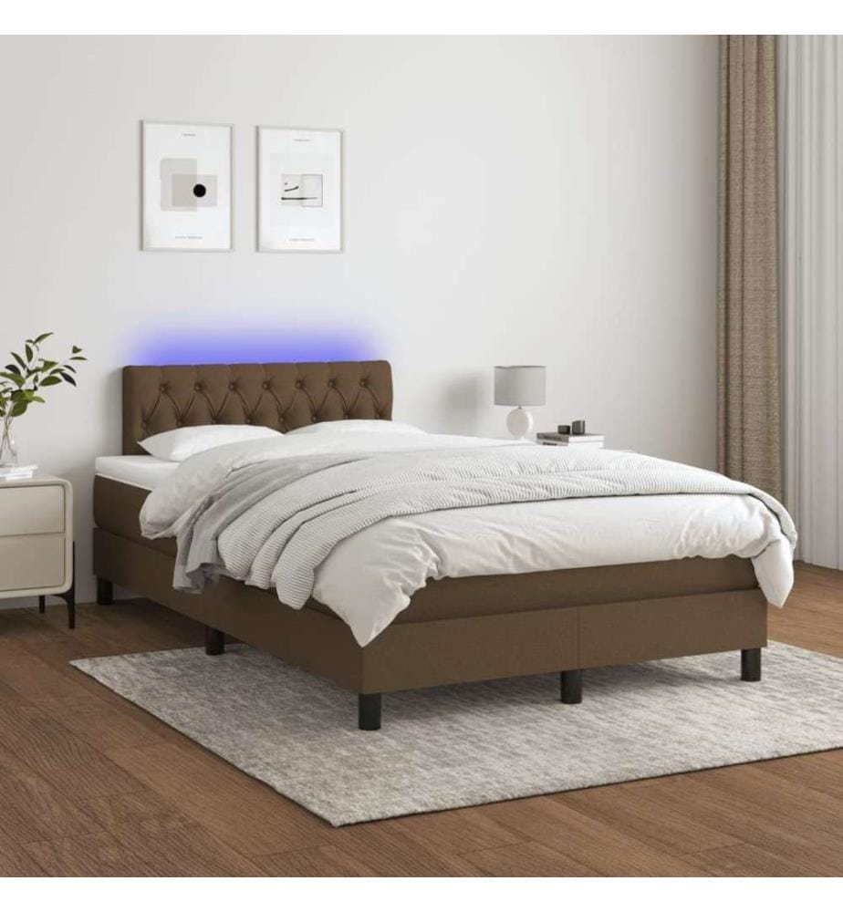 Boxspringbett mit Matratze & LED Dunkelbraun 120x190 cm Stoff