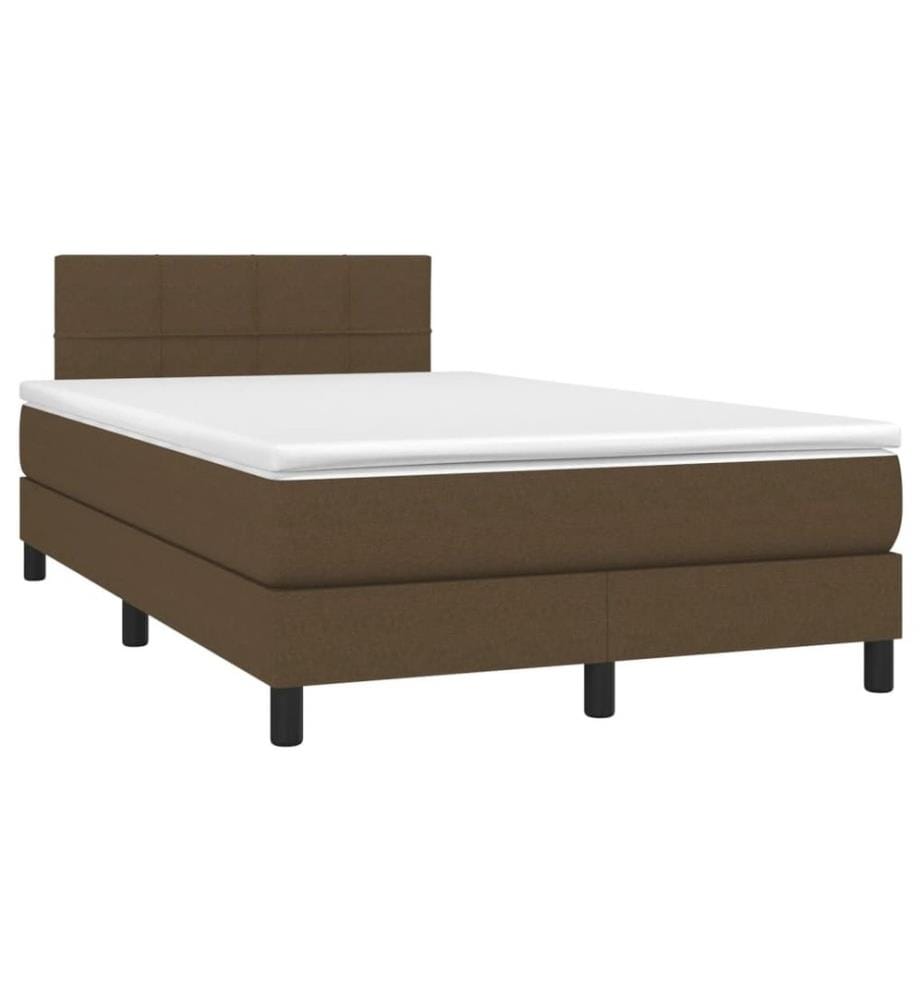Boxspringbett mit Matratze & LED Dunkelbraun 120x190 cm Stoff