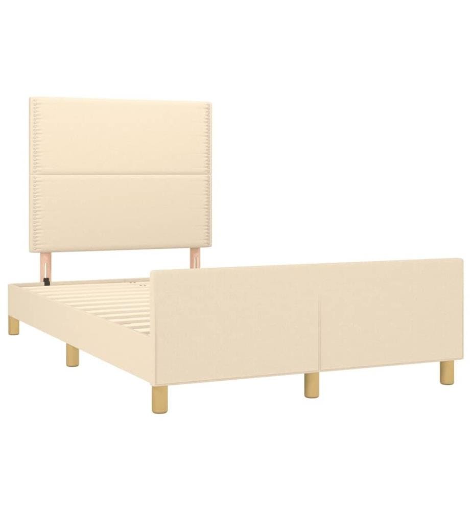 Bettgestell mit Kopfteil Creme 120x190 cm Stoff