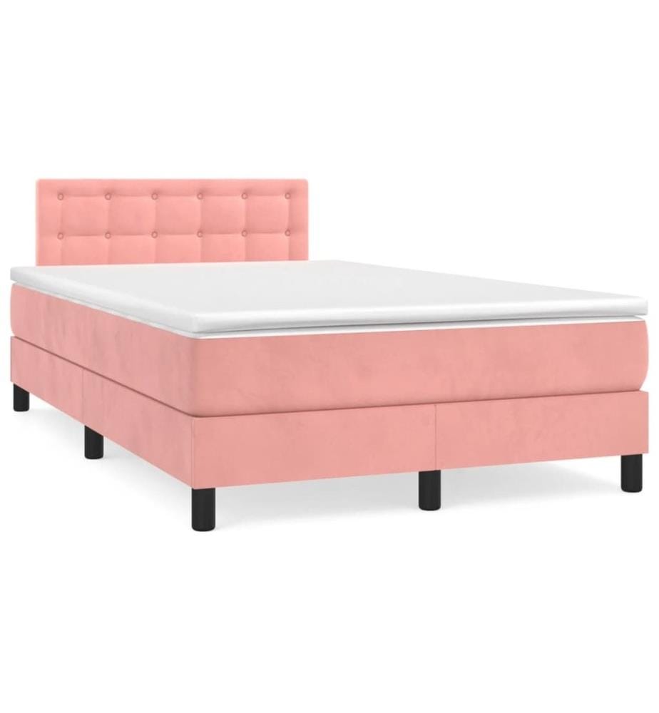 Boxspringbett mit Matratze & LED Rosa 120x190 cm Samt