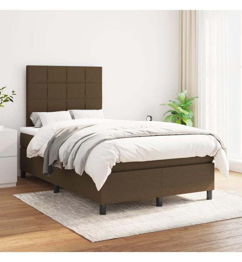 Boxspringbett mit Matratze Dunkelbraun 120x190 cm Stoff