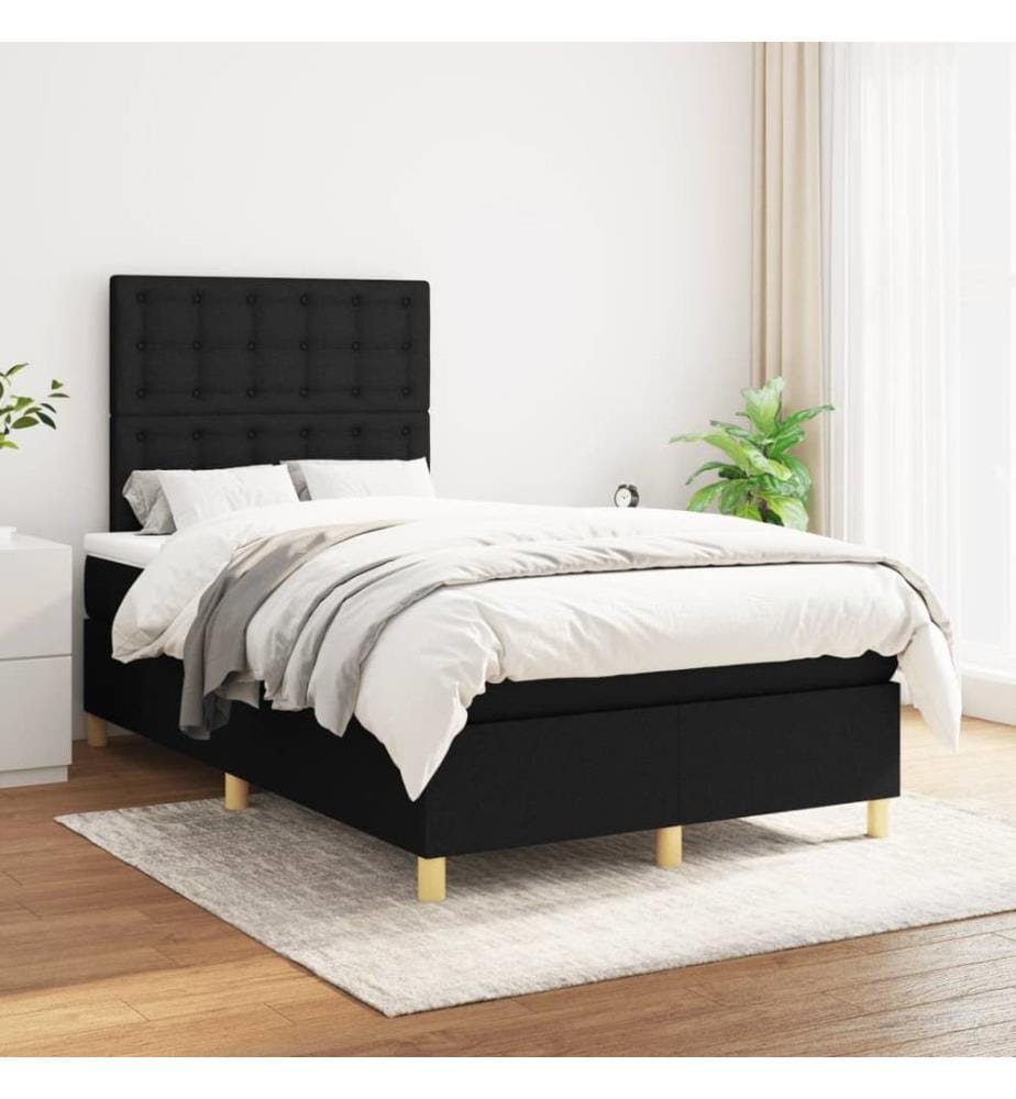 Boxspringbett mit Matratze Schwarz 120x190 cm Stoff