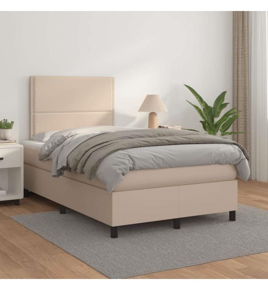 Boxspringbett Matratze Cappuccino-Braun 120x190 cm Kunstleder