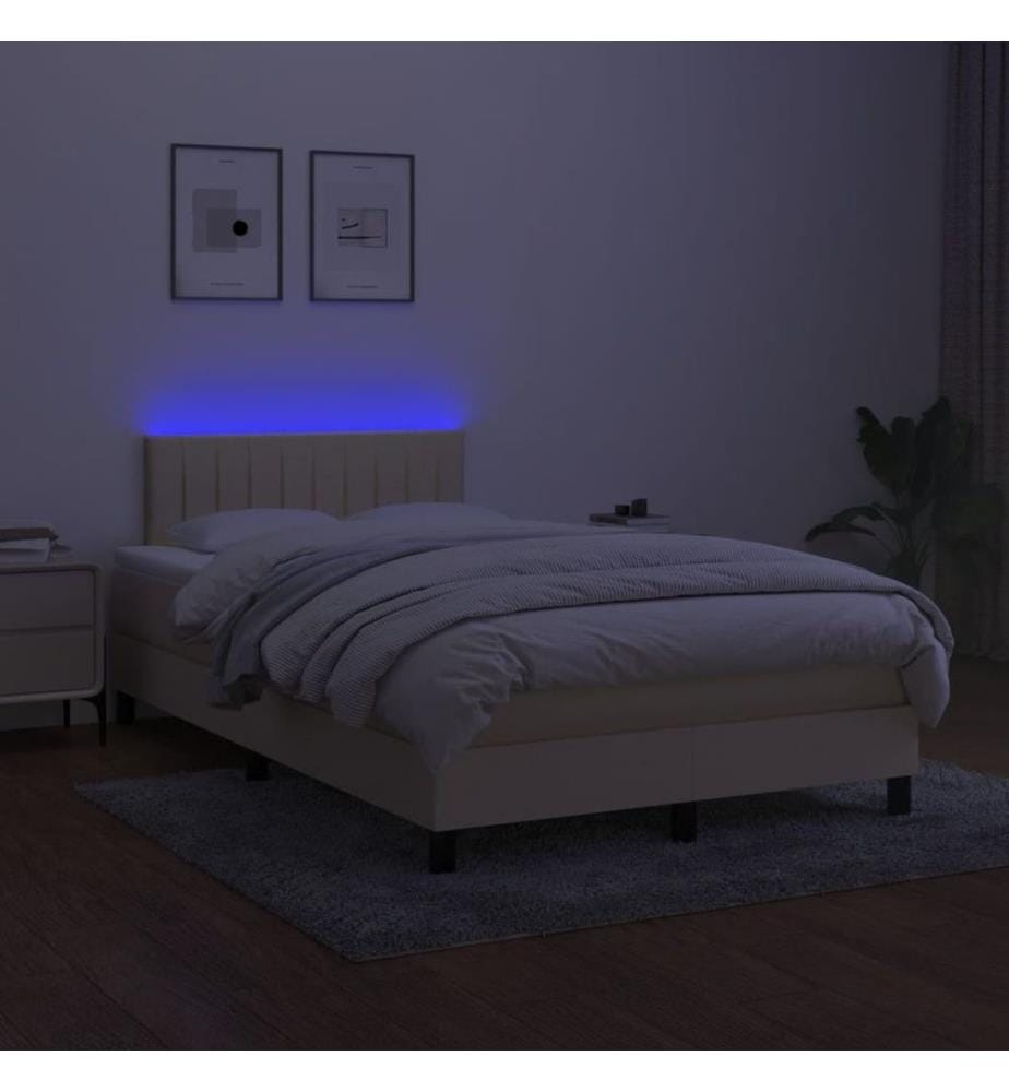 Boxspringbett mit Matratze & LED Creme 120x190 cm Stoff