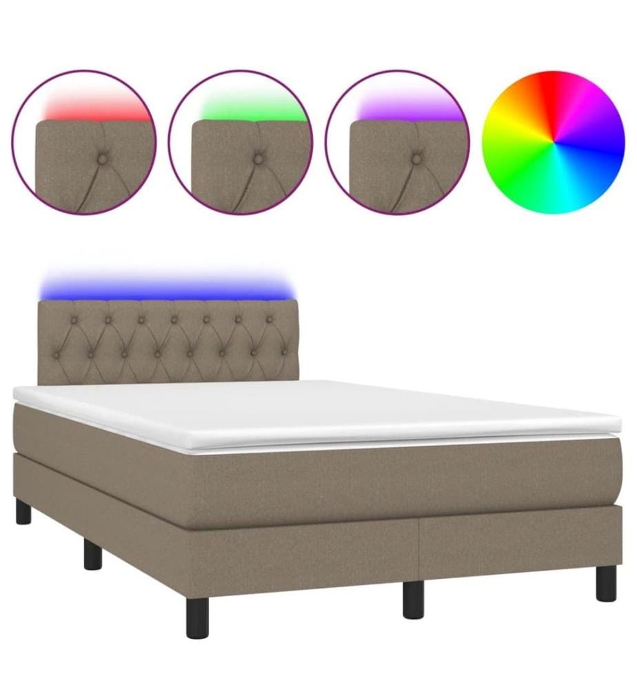 Boxspringbett mit Matratze & LED Taupe 120x190 cm Stoff