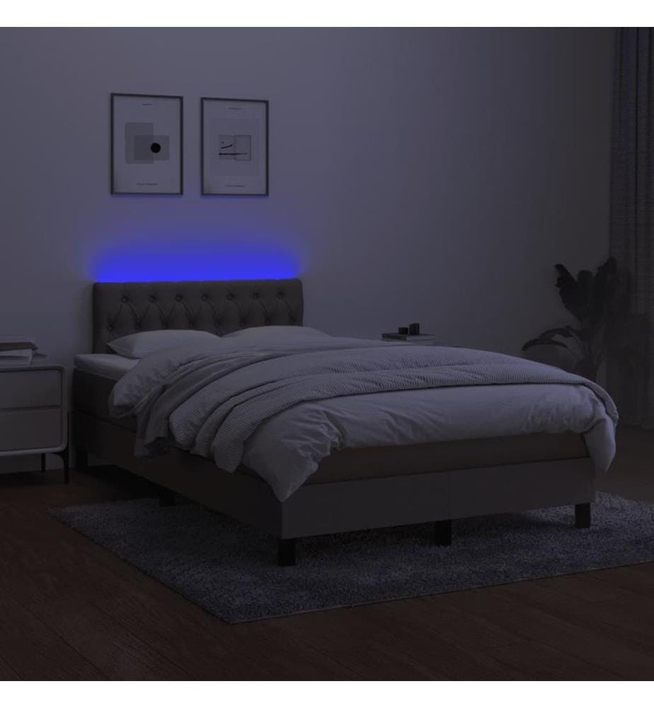Boxspringbett mit Matratze & LED Taupe 120x190 cm Stoff