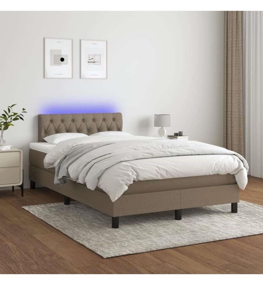Boxspringbett mit Matratze & LED Taupe 120x190 cm Stoff