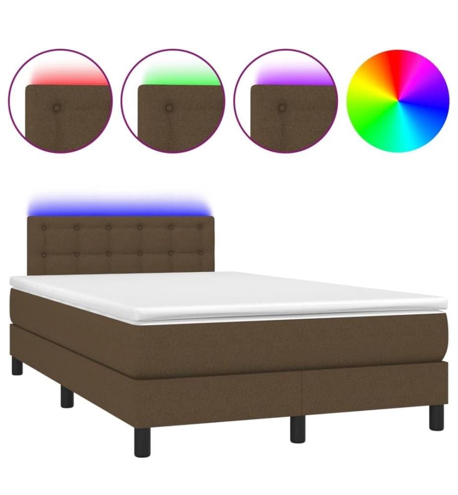 Boxspringbett mit Matratze & LED Dunkelbraun 120x190 cm Stoff