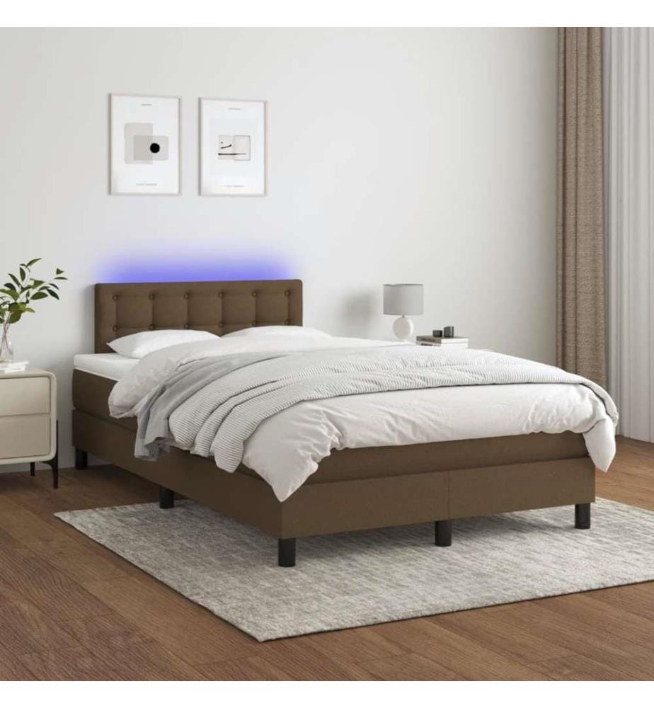 Boxspringbett mit Matratze & LED Dunkelbraun 120x190 cm Stoff
