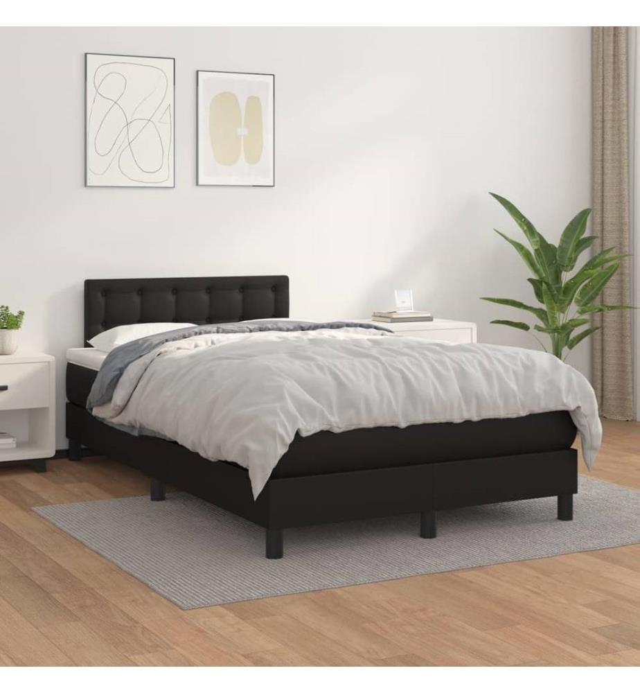 Boxspringbett mit Matratze Schwarz 120x190 cm Kunstleder