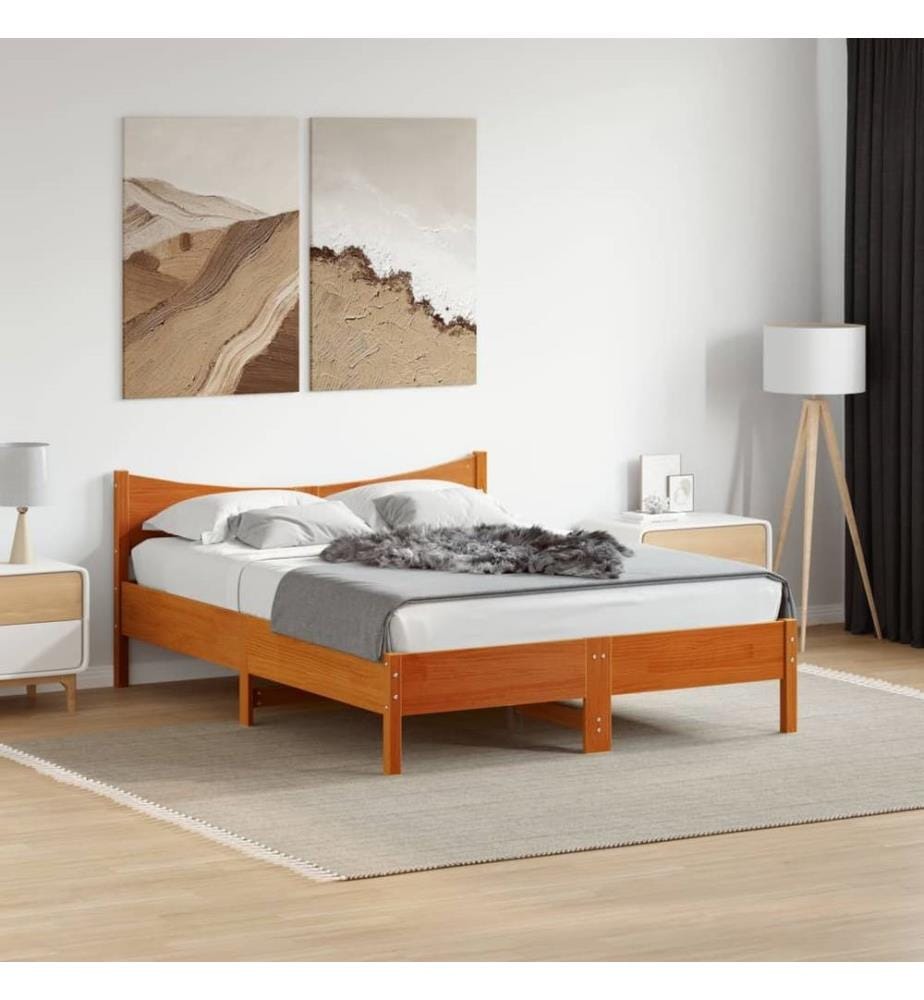 Massivholzbett Wachsbraun 120x190 cm Kiefer