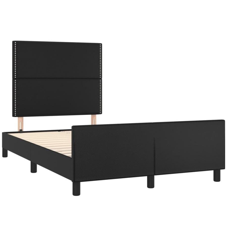Bettgestell mit Kopfteil Schwarz 120x190 cm Kunstleder