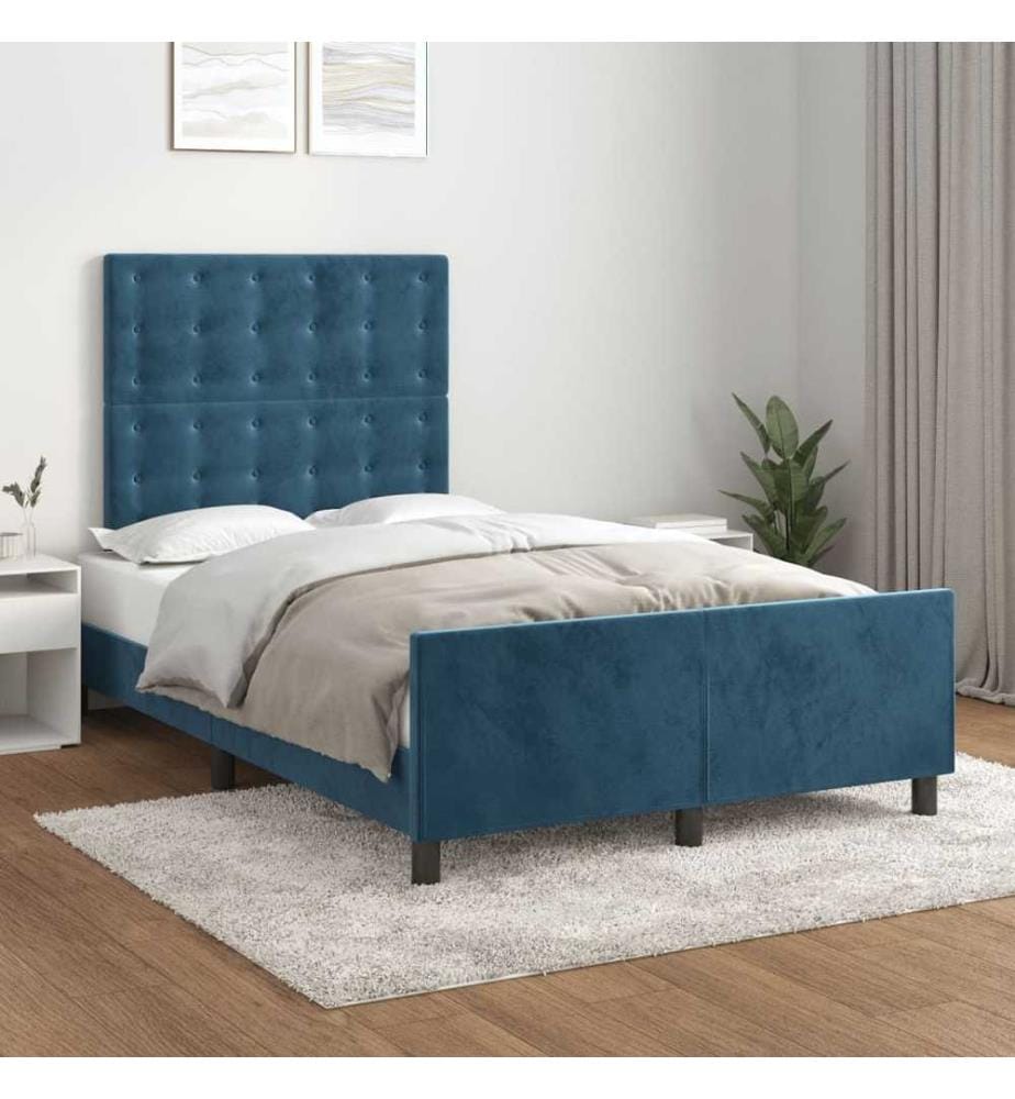 Bettgestell mit Kopfteil Dunkelblau 120x190 cm Samt