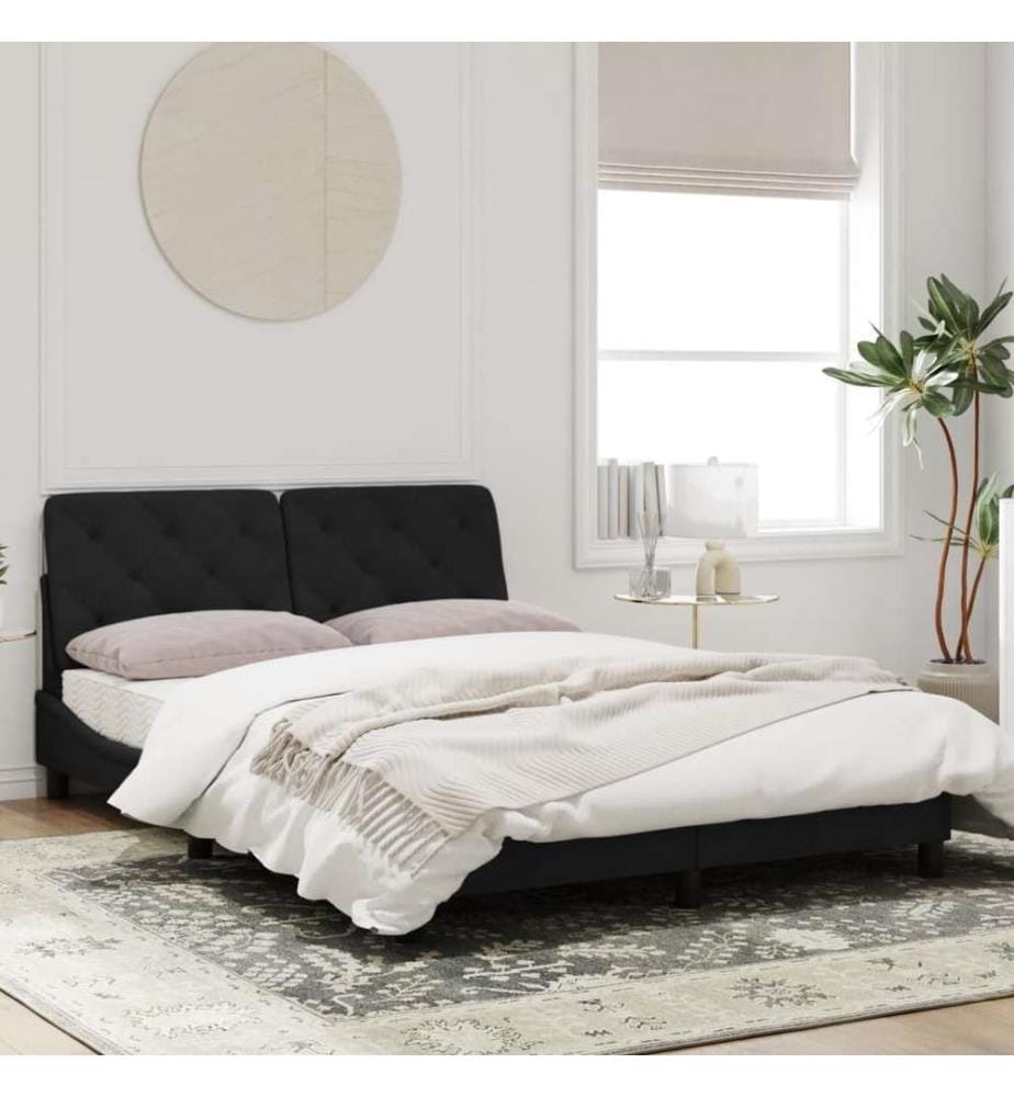 Bettgestell mit LED-Leuchten Schwarz 120x200 cm Samt