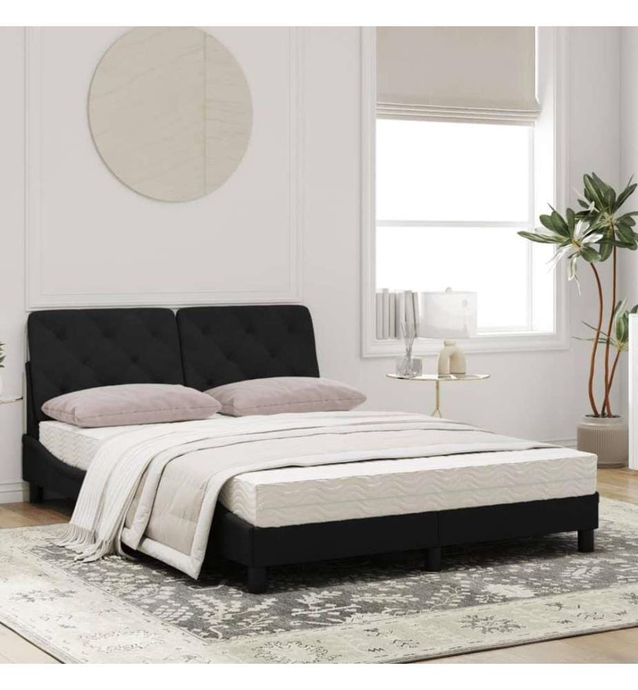 Bett mit Matratze Schwarz 140x190 cm Samt