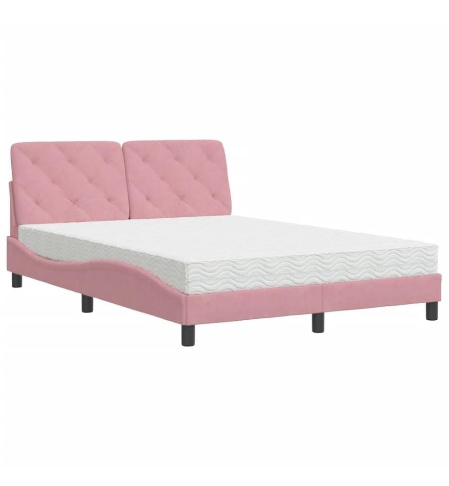 Bett mit Matratze Rosa 120x200 cm Samt