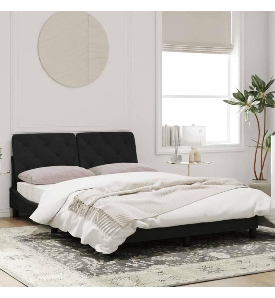 Bettgestell mit LED-Leuchten Schwarz 140x200 cm Samt