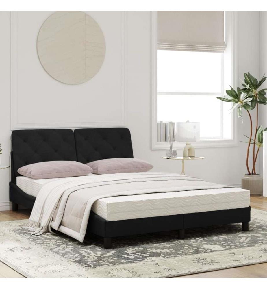 Bett mit Matratze Schwarz 140x200 cm Samt