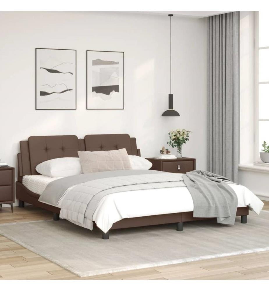 Bettgestell mit Kopfteil Braun 160x200 cm Kunstleder