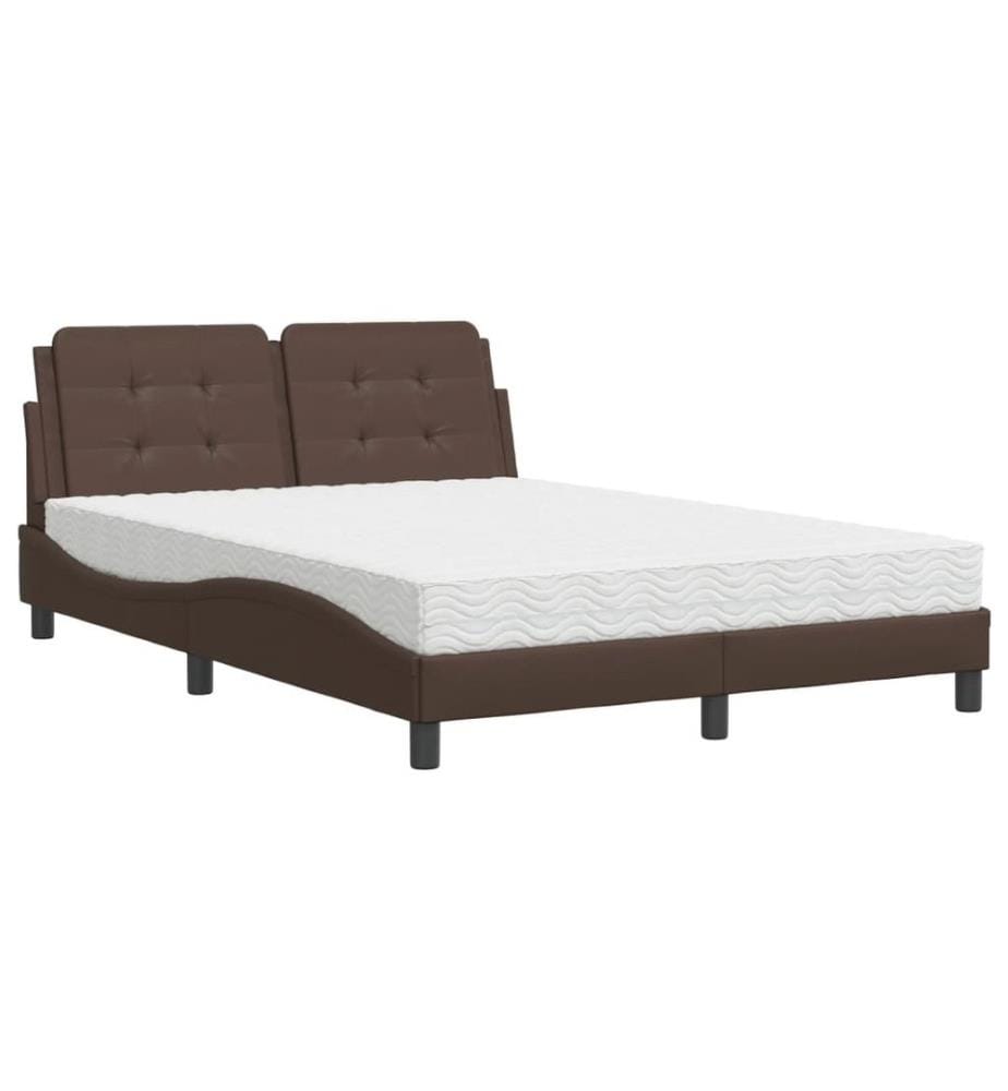 Bett mit Matratze Braun 120x200 cm Kunstleder
