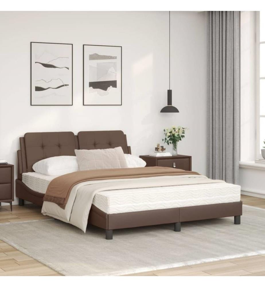 Bett mit Matratze Braun 120x200 cm Kunstleder