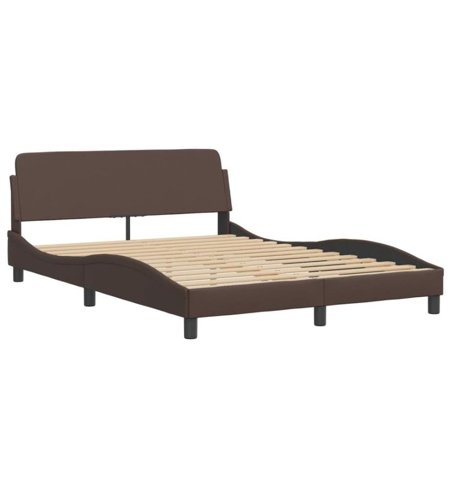 Bett mit Matratze Braun 120x200 cm Kunstleder