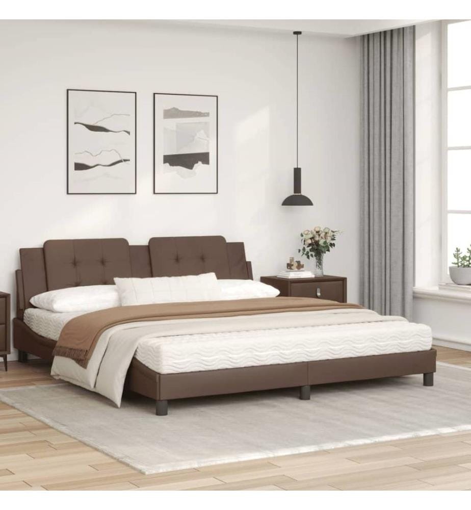 Bett mit Matratze Braun 180x200 cm Kunstleder