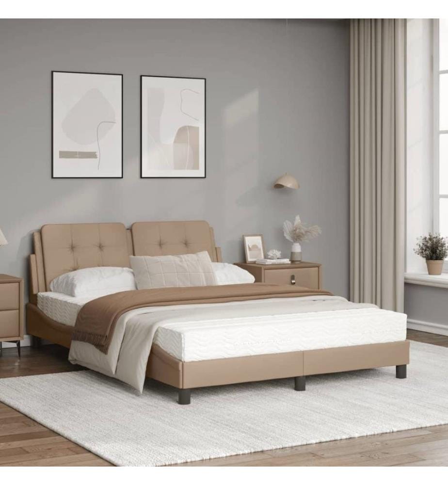 Bett mit Matratze Cappuccino-Braun 120x200 cm Kunstleder