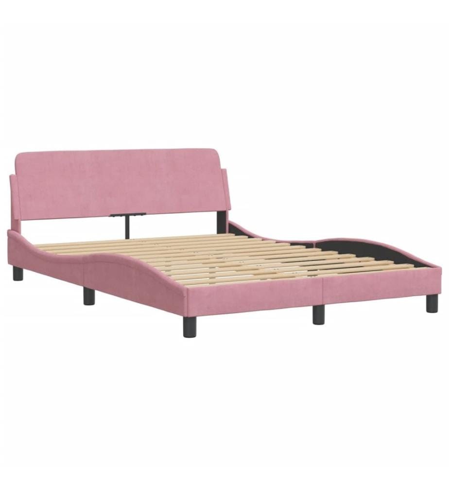 Bett mit Matratze Rosa 140x190 cm Samt