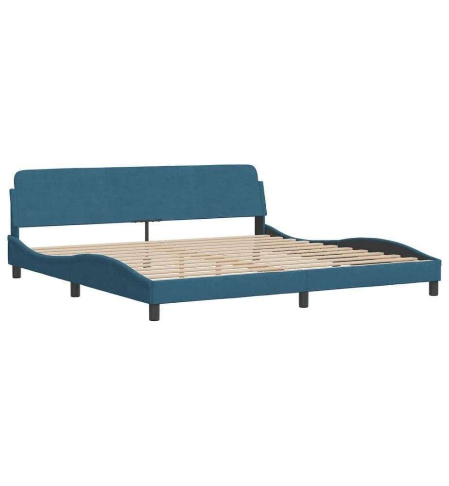 Bettgestell mit Kopfteil Blau 200x200 cm Samt
