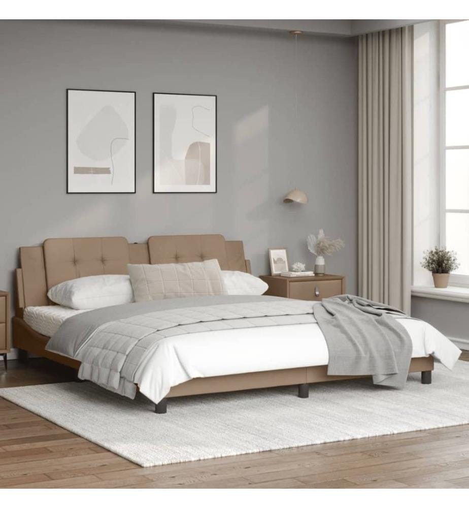 Cadre de lit avec tête de lit Cappuccino 180x200 cm Similicuir