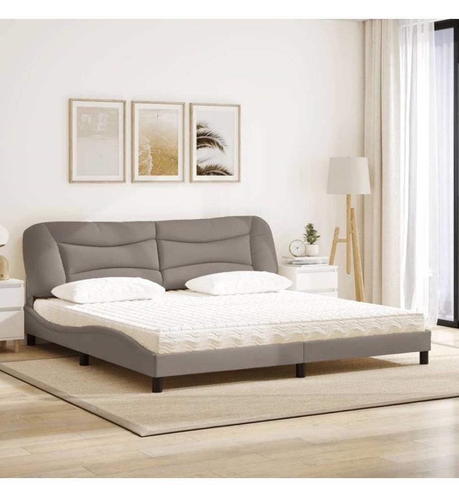 Bett mit Matratze Taupe 200x200 cm Stoff