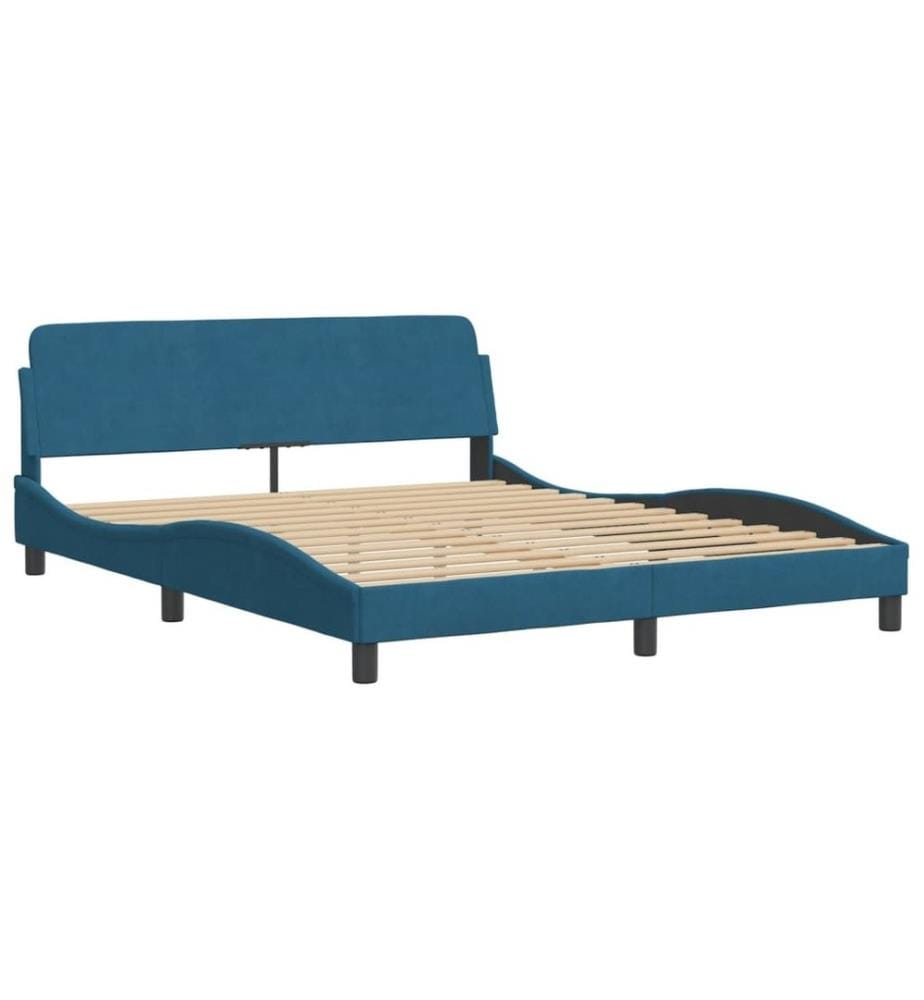 Bett mit Matratze Blau 160x200 cm Samt