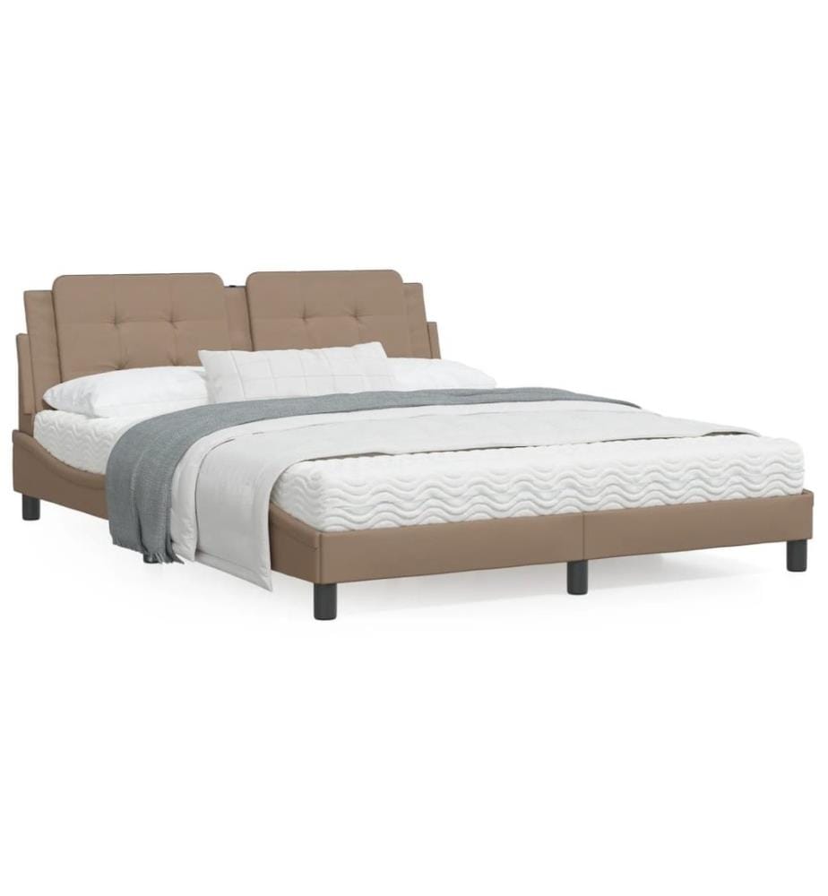 Bettgestell mit Kopfteil Cappuccino-Braun 160x200 cm Kunstleder